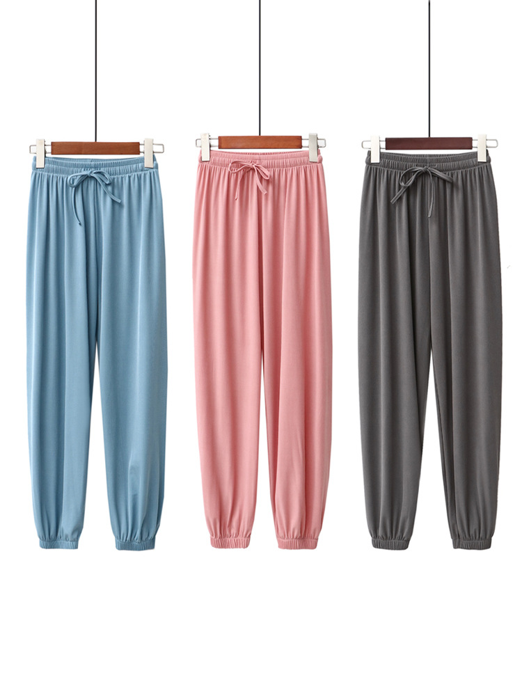 大码冰丝防蚊裤女夏大人薄款束脚灯笼裤宽松高腰休闲裤百搭九分裤