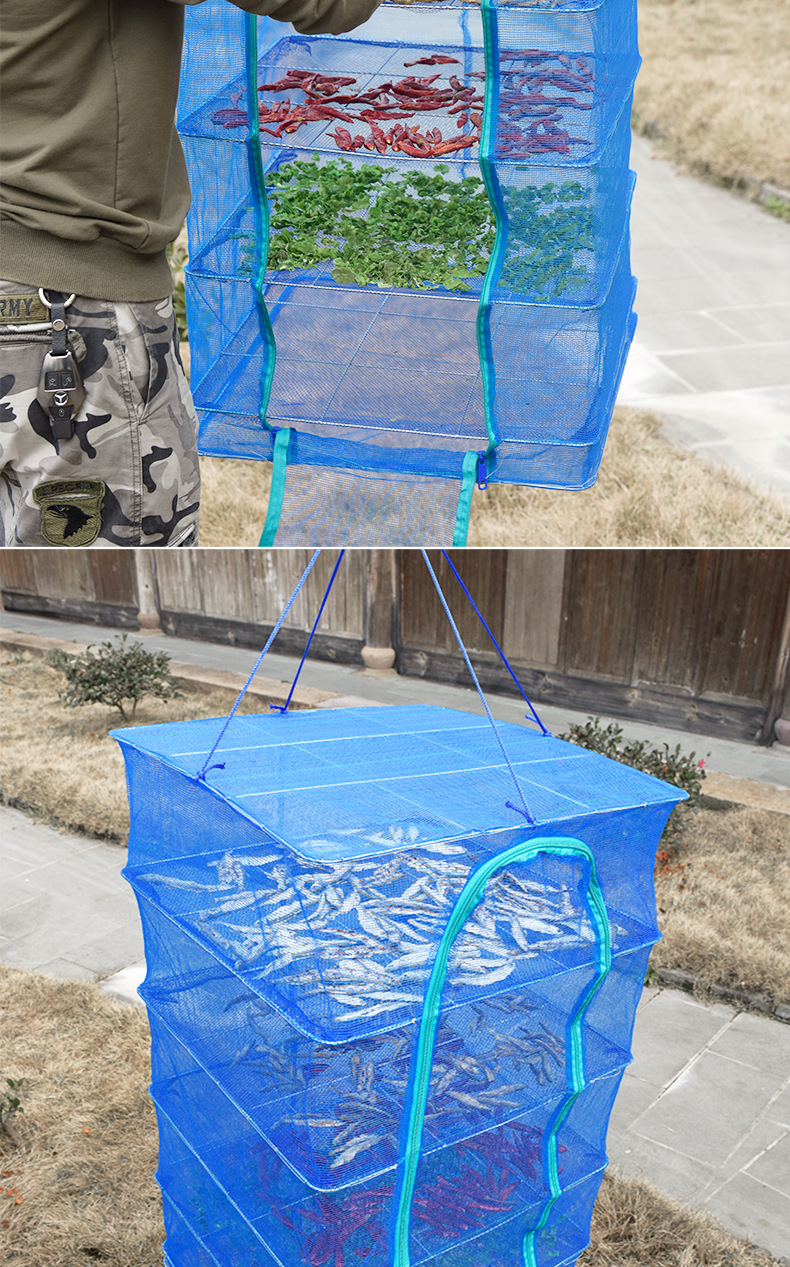折叠晒鱼网防蝇笼晒干家用晾晒鱼干网架干货晒渔网晾菜晒菜神器
