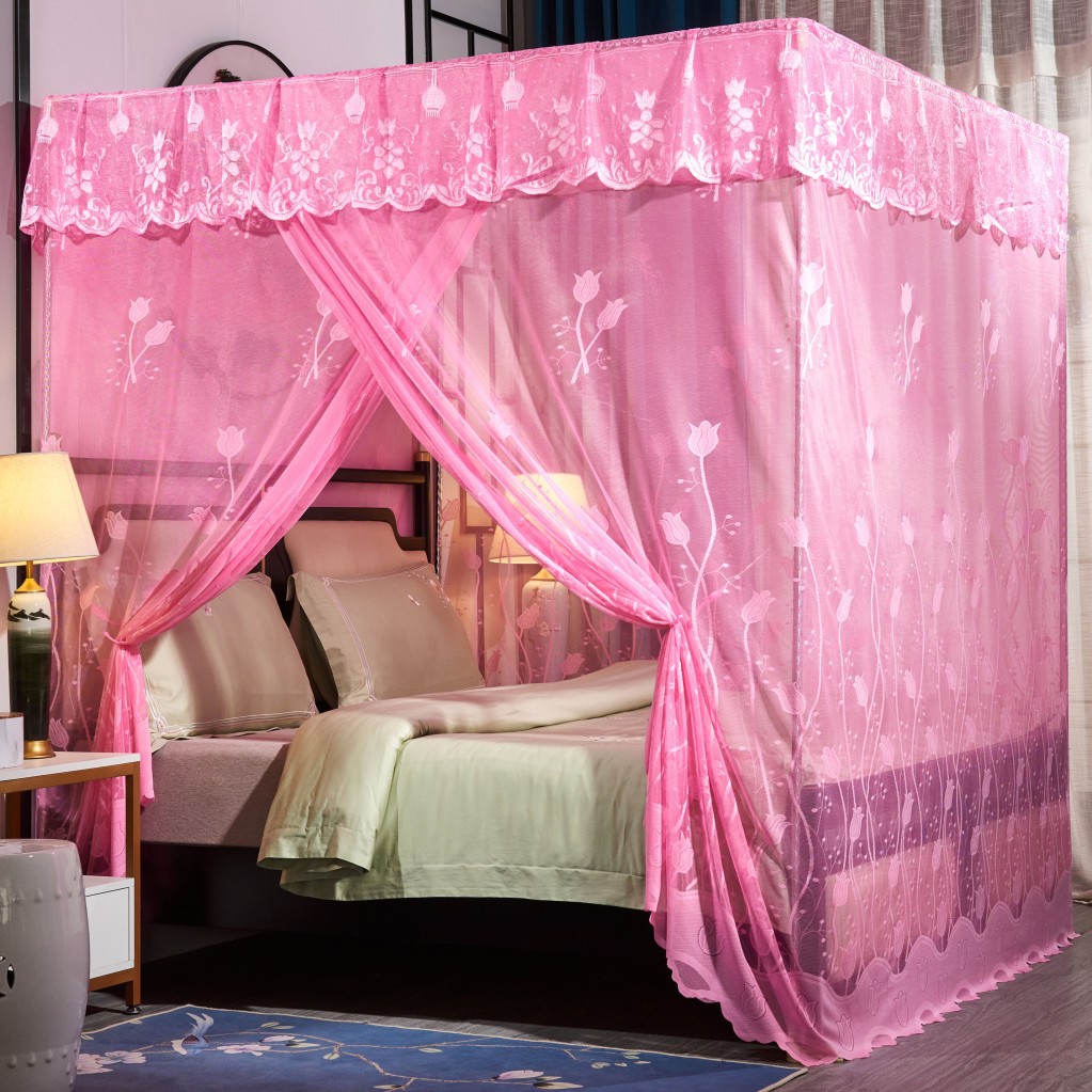 婚嫁家用宫廷蚊帐红色 加密蚊帐简约双人床 单开门1.2m 1.