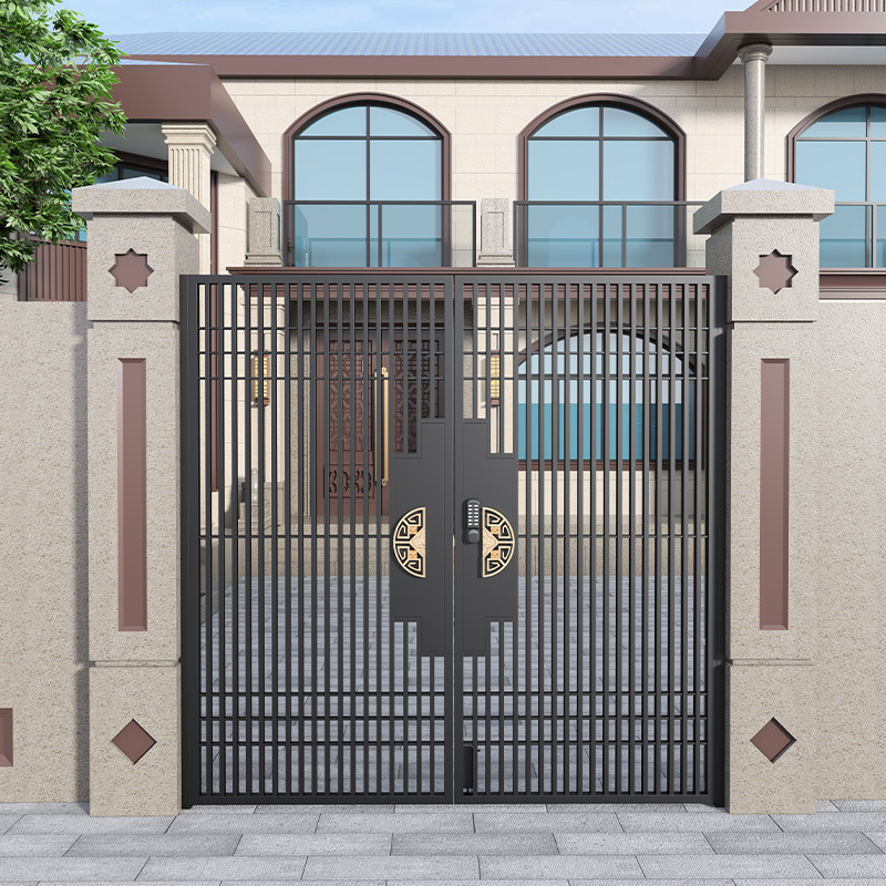 北欧铁艺大门别墅庭院门花园百叶门户外不锈钢入户院子门单双开门