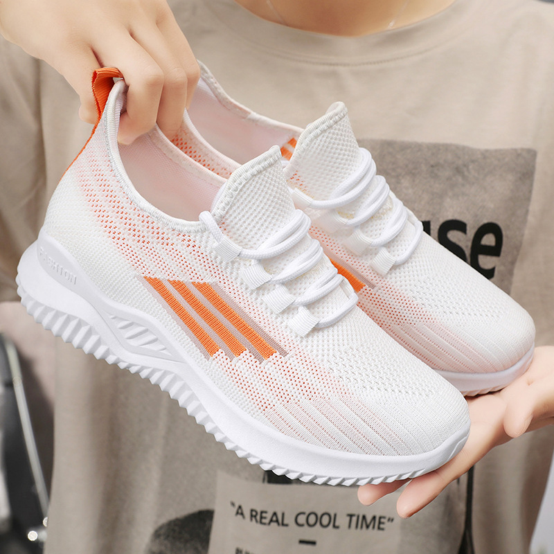 Women's Shoes Summer New Shoes Cross-Border Wholesale Temu Popular Flying Woven Breathable Sneaker Trendy Fashion Casual Shoes