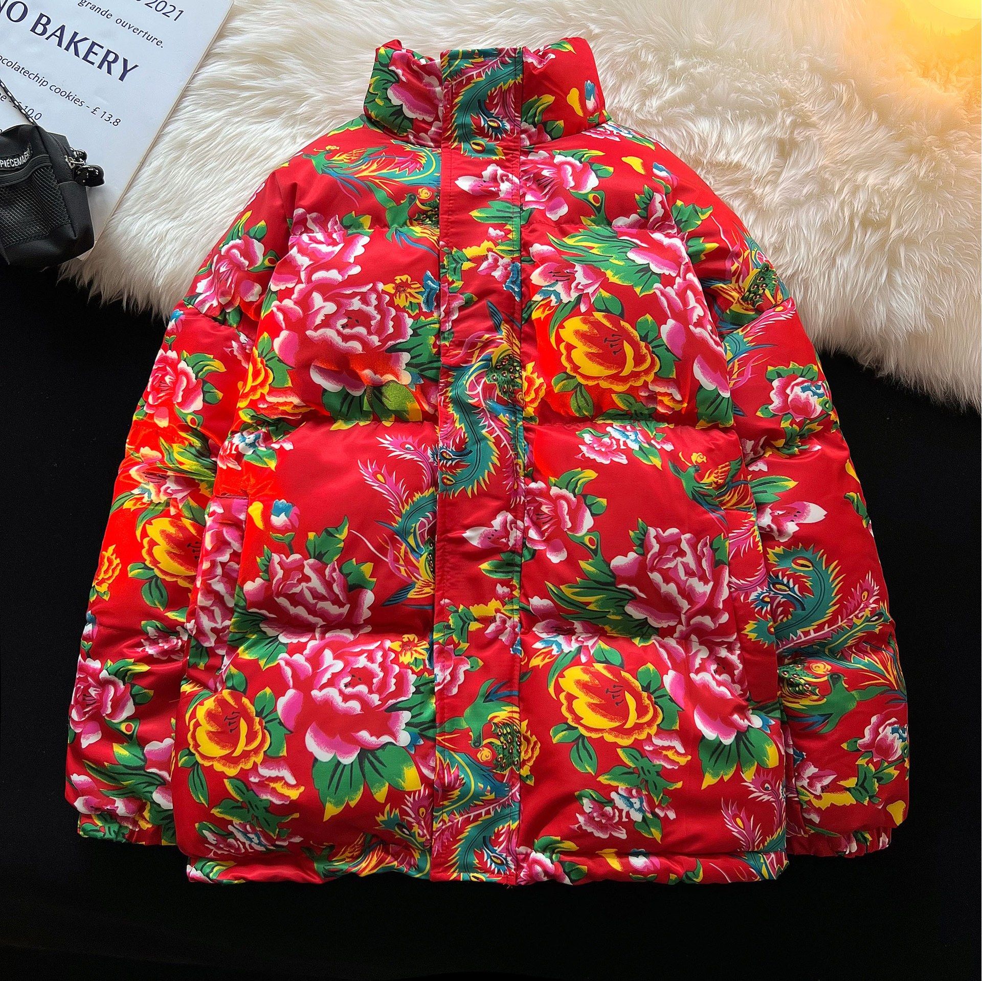 新东北大花中国风民族特色花棉服棉衣保暖面包服大码男女同款棉服