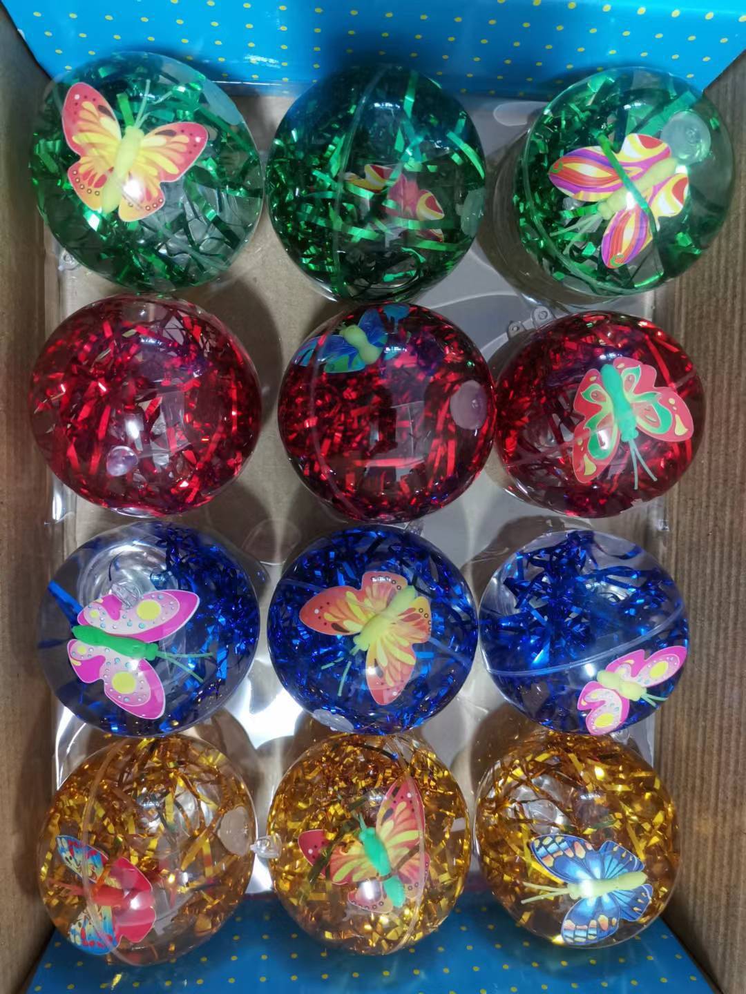 超炫彩带弹力球 金丝跳跳球 闪光水晶球 发光类地摊玩具发光玩具