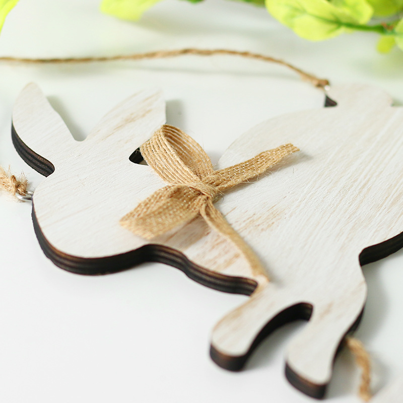 Cross-Border New Easter Decorations Ins Style Spring Wooden Rabbit Crafts Party Desktop Pendant