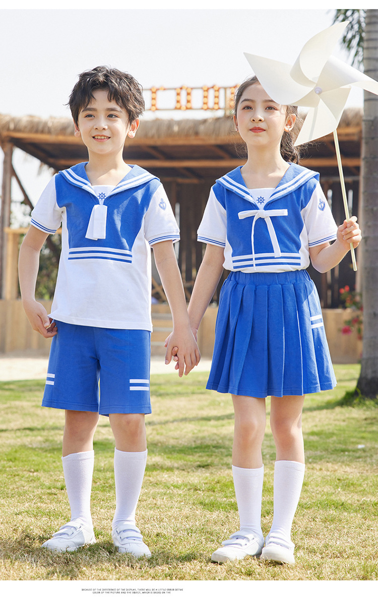 小学生校服夏装海军蓝色儿童夏季班服毕业照水手服套装幼儿园园服