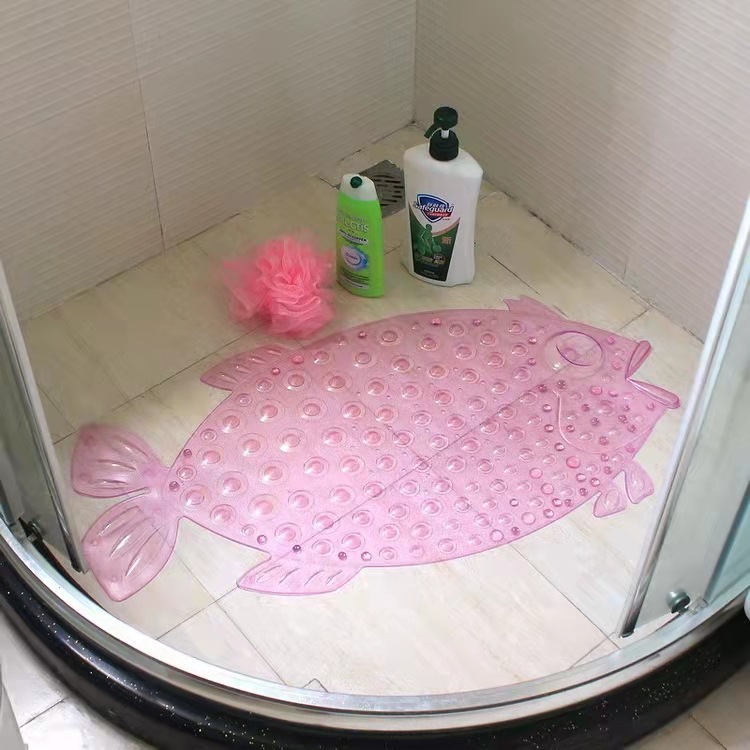 Transparent PVC Bathroom Mat Bath Mat Bathtub Mat Floor Mat Waterproof Gasket Floor Mat Large Size Anti-Slip Sucker Mat