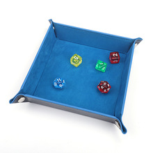 pu四角骰子游戏托盘便携式可折叠色子收纳盘家用多色桌面收纳盘