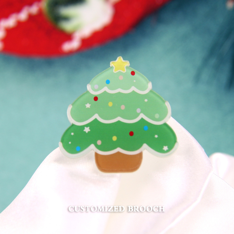 INS Cartoon Cute Santa Claus Brooch Christmas Holiday Gift Acrylic Badge Bag Accessories Small Pendant