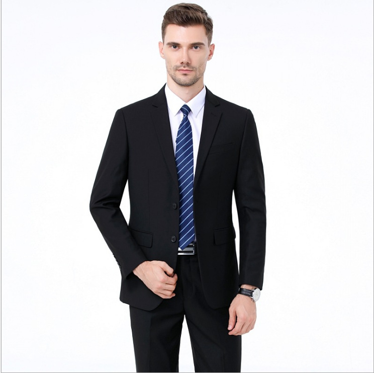 2021春秋季新款结婚礼服两件套男士商务正装职业西服套装双开叉