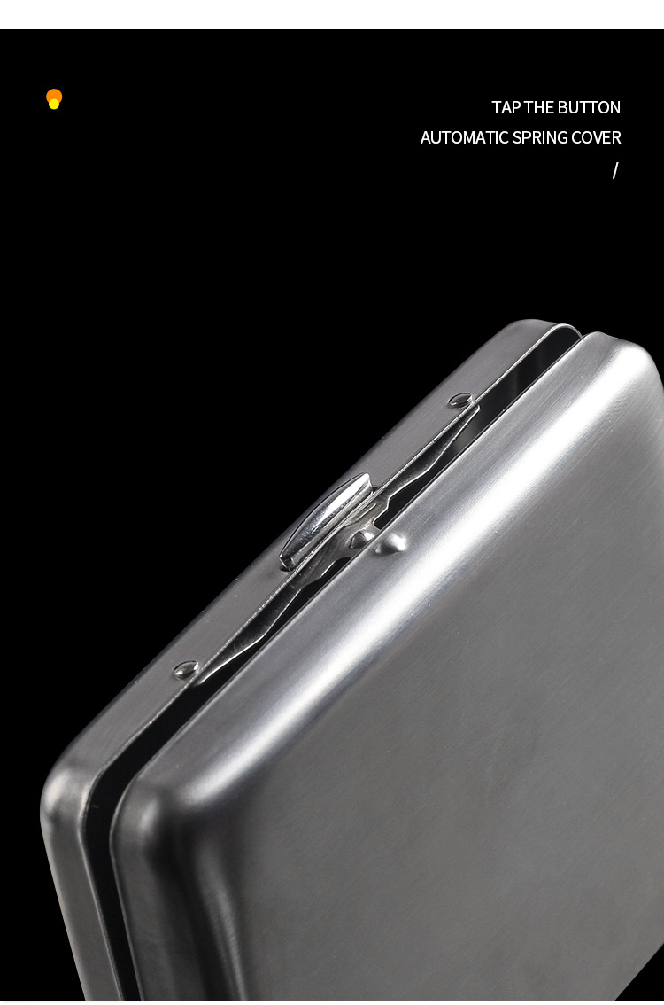 20支装男士金属不锈钢烟盒中支粗支烟烟夹便携超薄香菸盒创意防压