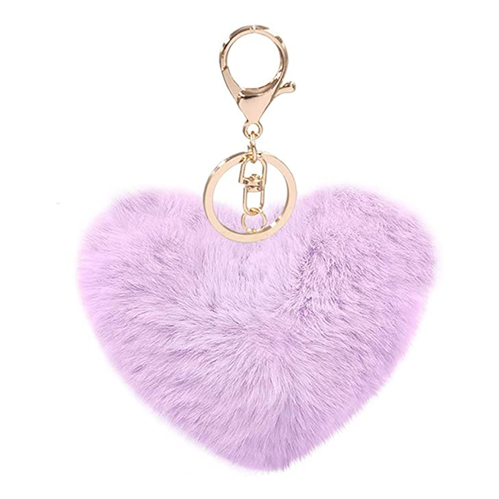 Wholesale Cross-Border Heart Wool Ball Pendant Peach Heart Plush Car Pendant Couple Heart-Shaped Keychain Christmas Hairy Ball