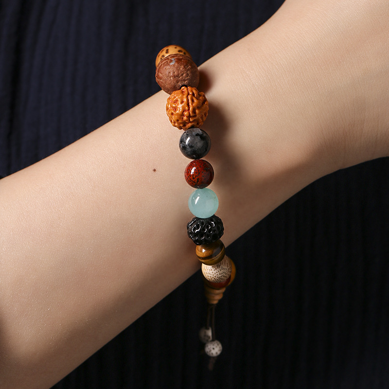 Lingyin Jiuhua 18-Seed Bodhi Bracelet Bracelet Men and Women Buddha Beads Star Moon Diamond Agate 18-Seed Wenwan Sandalwood