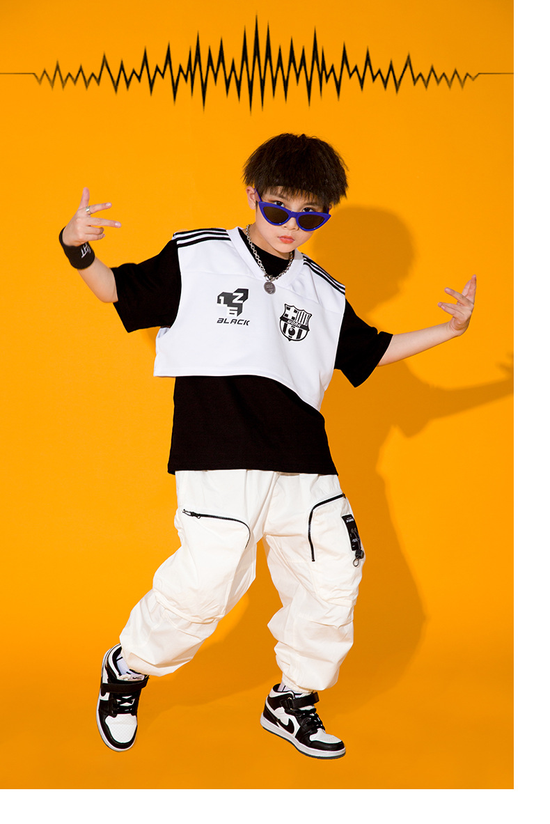 儿童演出服小学生街舞嘻哈套装男童表演服装走秀女童潮牌舞蹈潮服