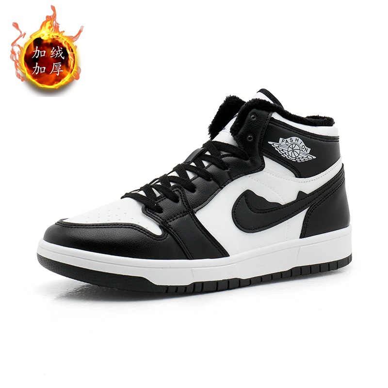 鞋子男潮2022冬加绒保暖运动鞋情侣高帮黑白熊猫aj3男鞋sneakers