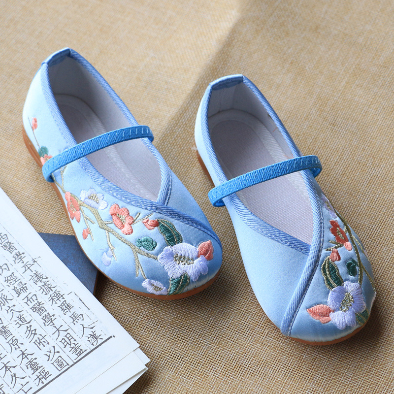 汉服鞋子儿童古风绣花鞋女童中国风古装宝宝老北京布鞋一件代发