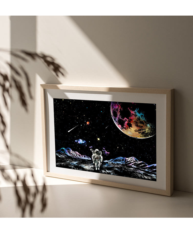 跃鹿yuelu太空星球刮刮画夜景宇航员刮画太空人成人diy减压刮画