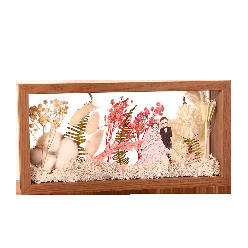 Mother's Day Group Building Dried Flower Photo Frame Preserved Fresh Flower Rose Preservation Picture Frame Hollow Double-Sided Table Decoration Gift