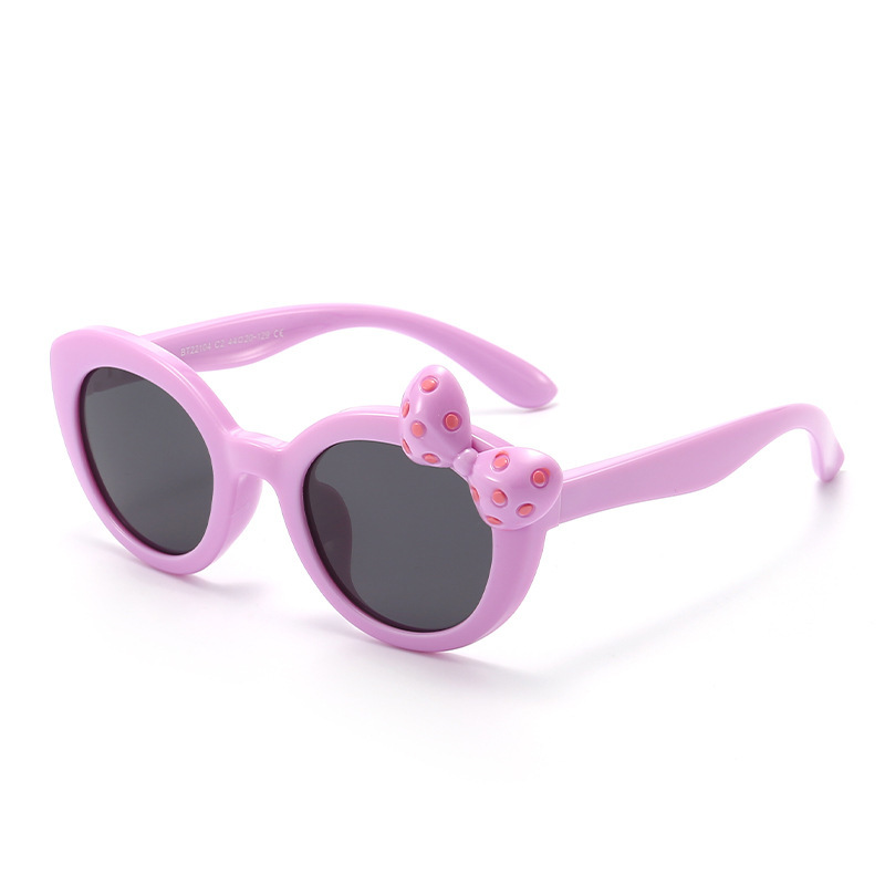 New Kids Sunglasses Polarized Cartoon Bow Kids' Sunglasses Silicone UV Protection Glasses 22104