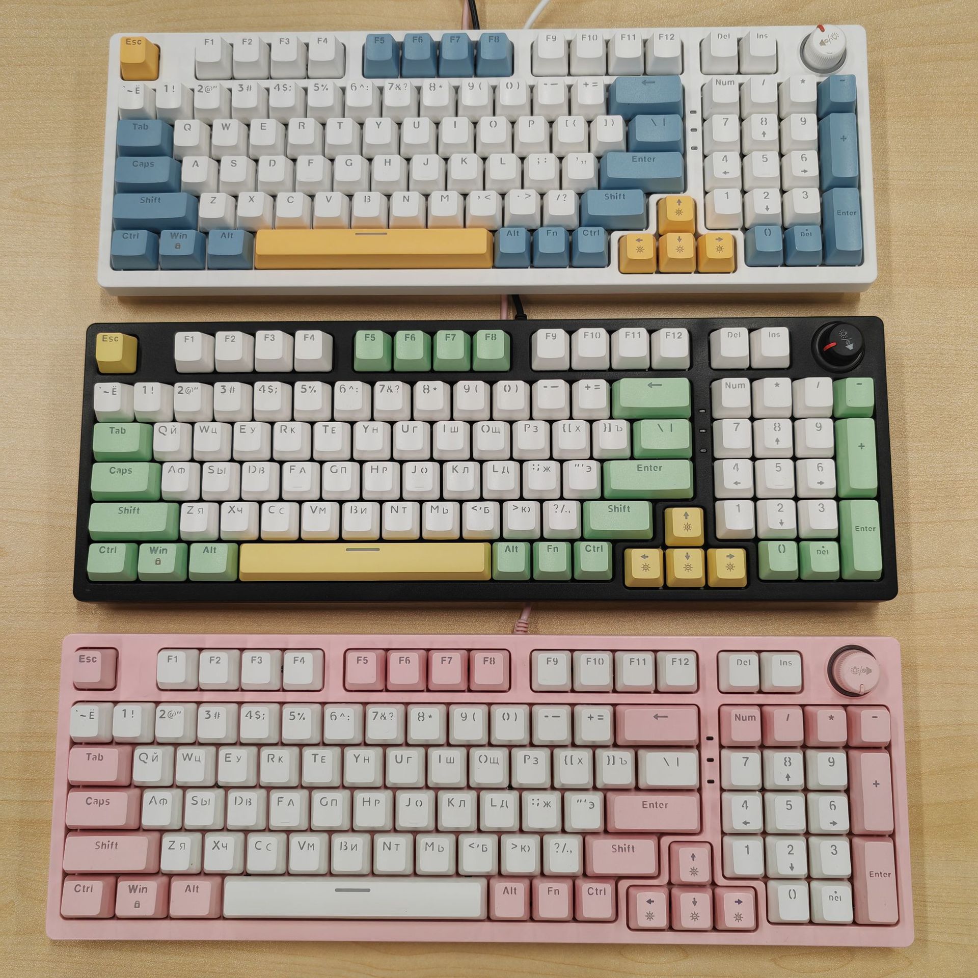 跨境mk98热插拔轴机械键盘 高颜值三拼色背光电竞游戏办公键盘