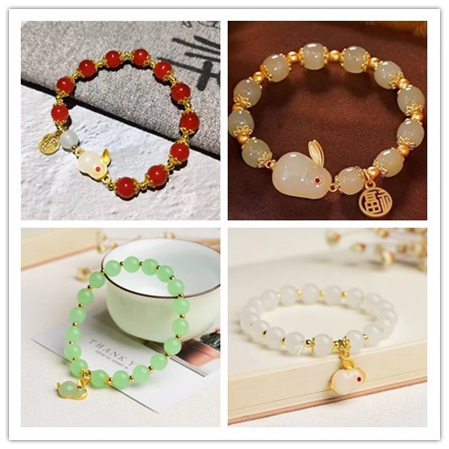 Blessing Card Jade Hare Bracelet for Women 2022 New Popular New Chinese Style Rabbit Ornament Good-looking Students Bracelet Girlfriends