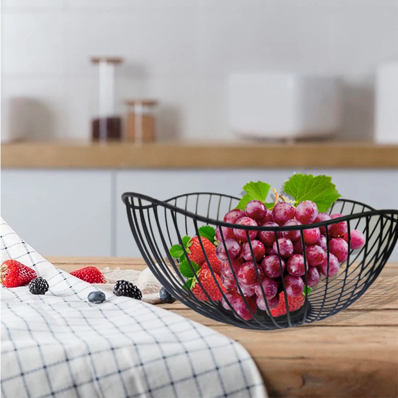 Kitchen Storage Iron Basket Basket Iron Wave Rotating Basket Iron Wire Fruit Basket Storage Basket 0819