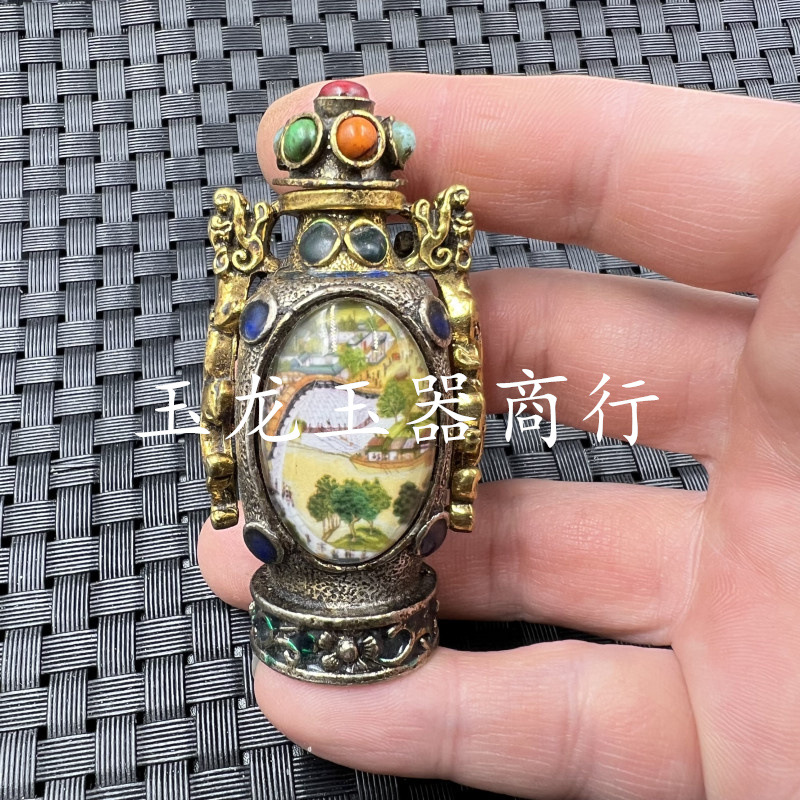 仿古铜铸鼻烟壶藏式特色手工艺品鼻烟壶居家客厅装饰古玩文玩摆件