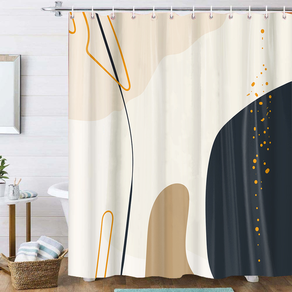 速卖通亚马逊浴帘北欧抽象艺术简约淋浴帘浴室帘涤纶防水浴帘现货