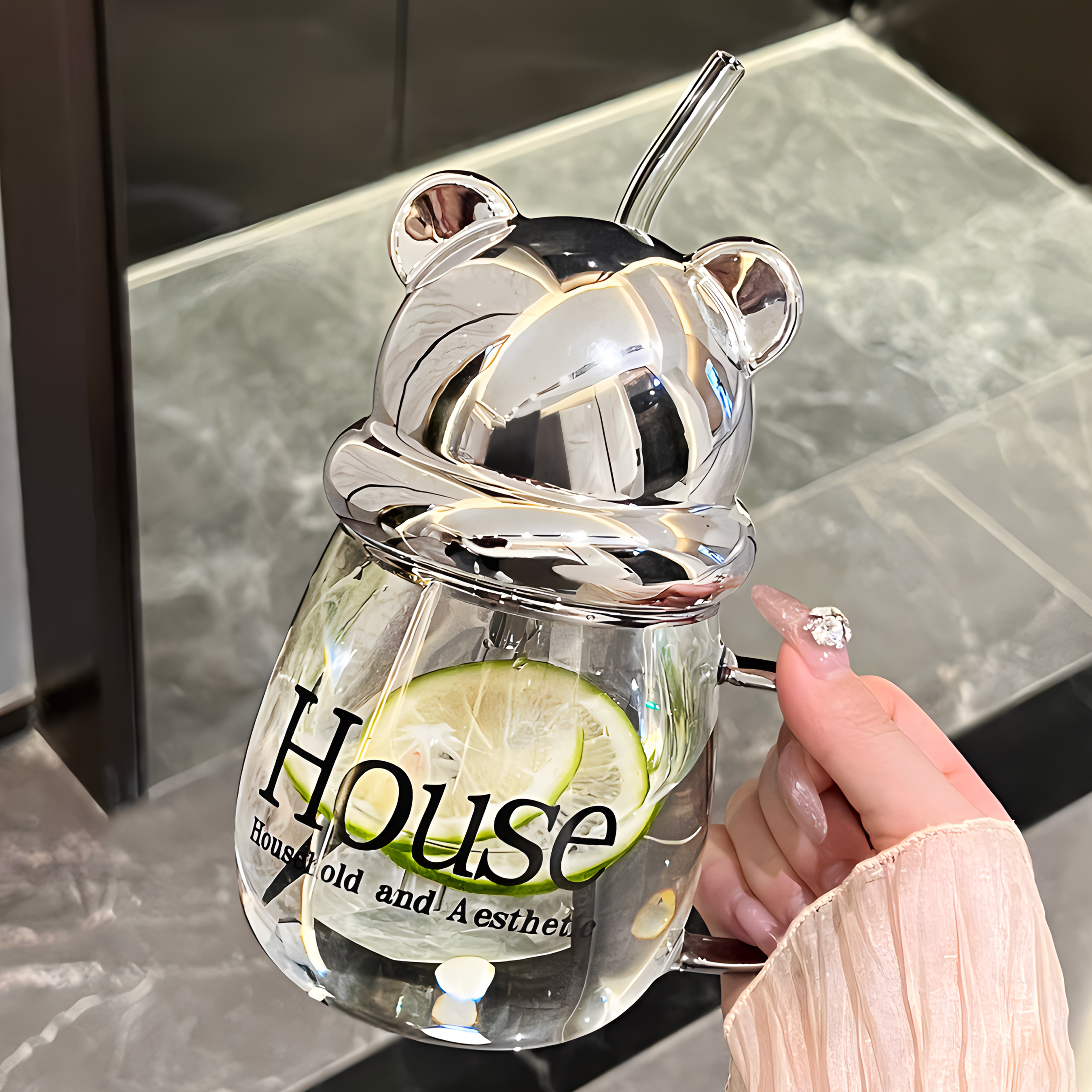 高颜值水杯女2024新款办公室情侣玻璃杯喝水杯子咖啡杯网红吸申路