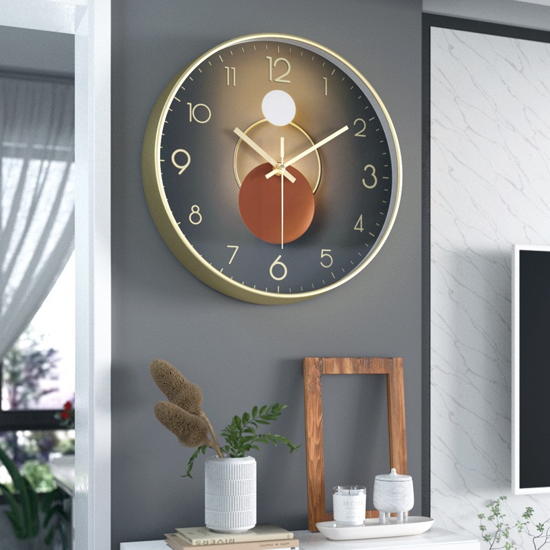 Light Luxury Wall Clock Internet Celebrity Living Room Bedroom Clock Creative Fashion Clock Decoration Mute Simple Quartz Clock 10-Inch 25cm