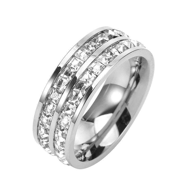 Live Broadcast Popular Starry Ring Double Ring Single Ring Diamond Couple Couple Rings Titanium Steel Ring Does Not Fade