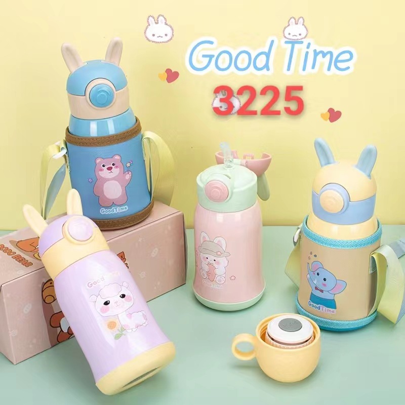 Xiaomengtu 3225 Children 316 Stainless Steel Thermos Cup Student Portable with Straw Cup Cartoon Kindergarten Water Pot