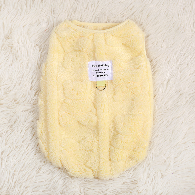 Autumn and Winter Dog Macaron Series Traction Simple Style Solid Color Pet Vest Fluffy Jacket Cat Warm Clothes