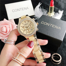 厂家直销韩版女士手表休闲复古印花钢带时尚石英女式腕表