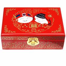 平遥推光漆器结婚小首饰盒三金红色木质彩礼梳妆盒中式复古风