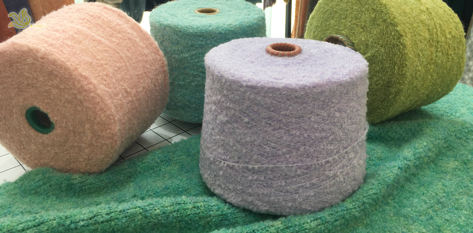 再生涤纶花式纱线色纺羊毛圈圈纱8%羊毛53%再生涤纶grs认证可开ct