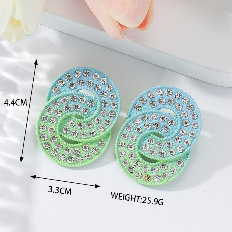 Foreign Trade Hot Selling Product Gradient Color Stitching Geometric Earrings Leaves Pentagram Alloy Ornament Creative All-Match Personality Style