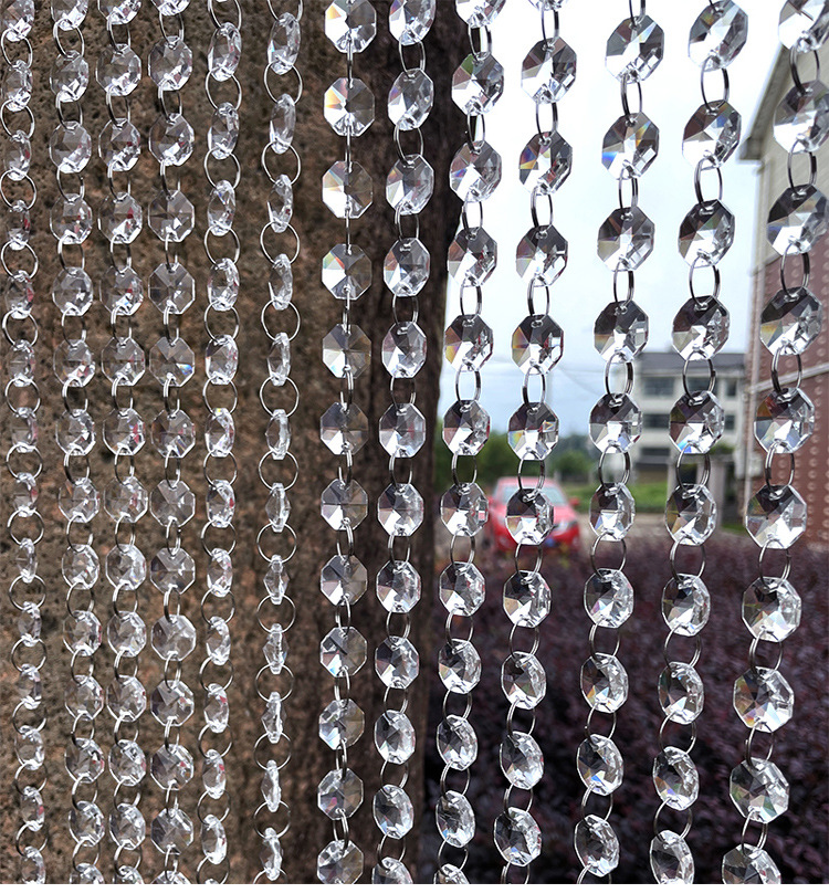 新款水晶八角珠帘子婚庆吊顶装饰婚礼舞台路引悬挂门帘隔断帘子珠