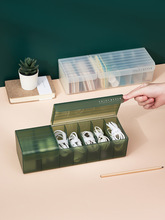 桌面数据线收纳盒带盖透明抽屉分隔整理盒塑料分格充电线收纳