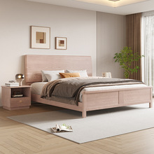 北欧全实木床1.8米双人床1.5米单人床极简原木色床主卧白蜡木床
