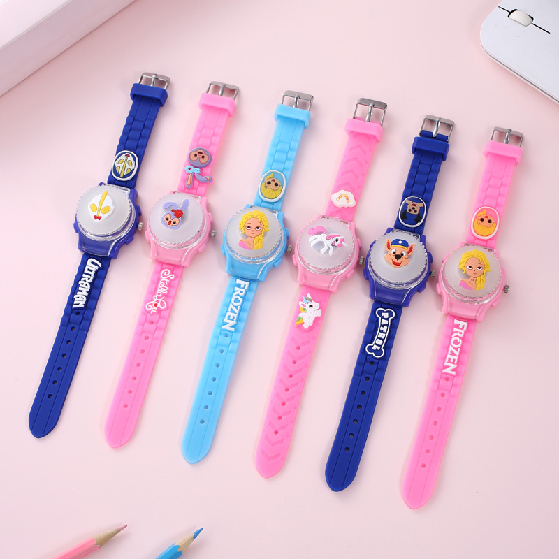 Spot Flip Rotatable Luminous Children's Watch Cartoon Creative Decompression Colorful Gyro Men and Women Student Quartz Watch