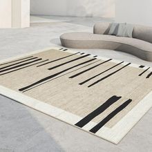 跨境 法式客厅地毯侘寂风北欧极简方格简约几何客厅地毯卧室地毯