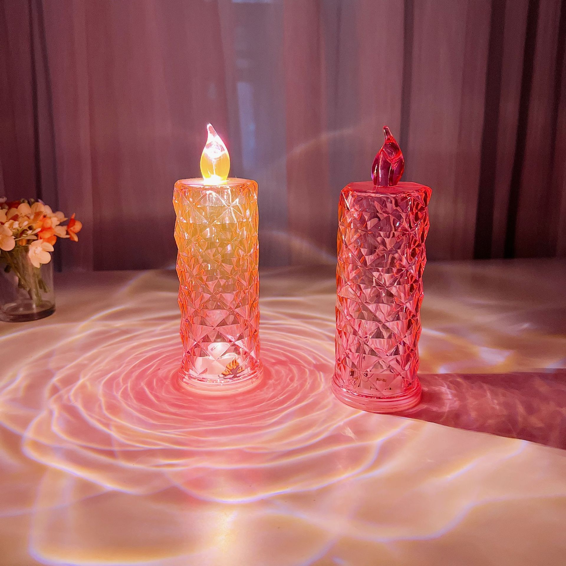Rose Pattern Refraction Led Electronic Candle Light