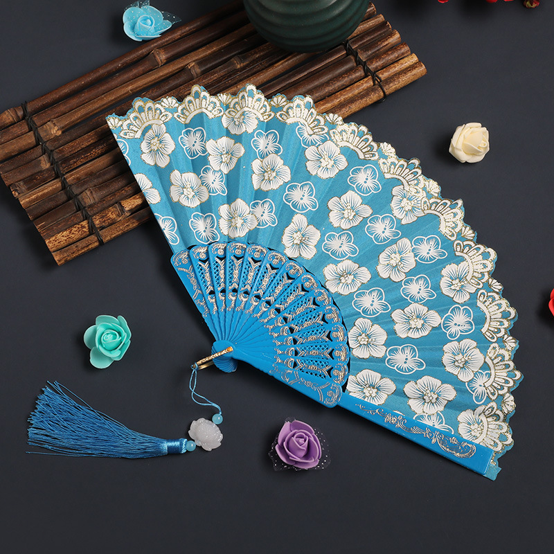 Ancient Style Fan Chinese Style Women's Fan Folding Fan Cherry Blossom Summer Portable Portable Dance Fan Net Red Fan Folding Fan Children