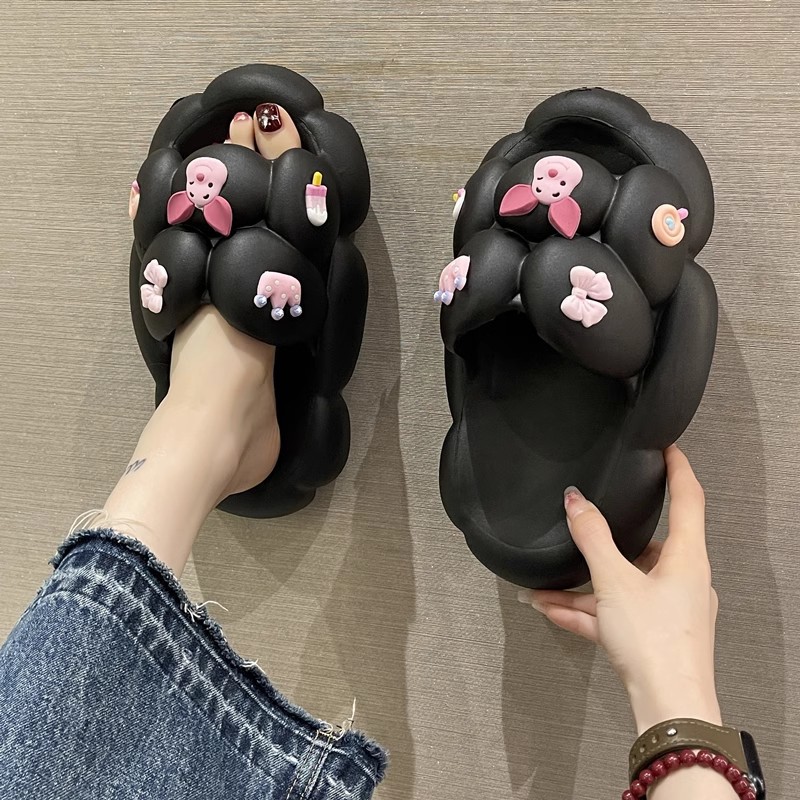 cartoon coconut slippers women‘s outdoor wear platform slippers women‘s summer fashion outdoor wear shit feeling cushion shoes sandals fashion slippers