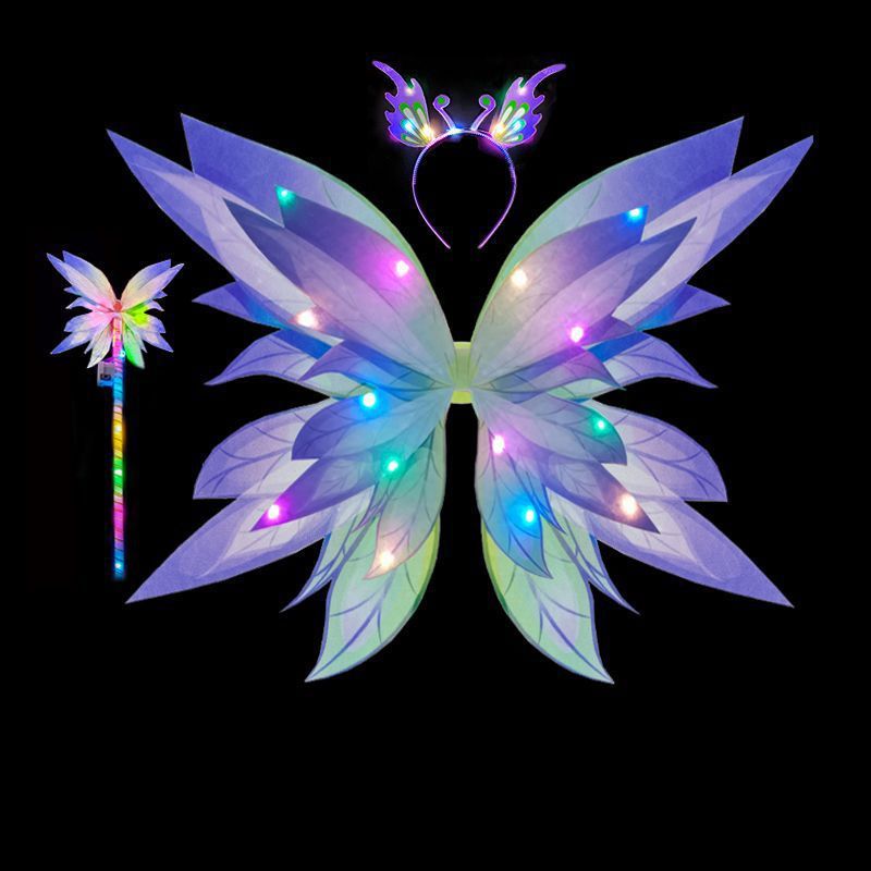 花仙子发光翅膀道具精灵背饰公主裙子小魔仙套装女孩节日联严