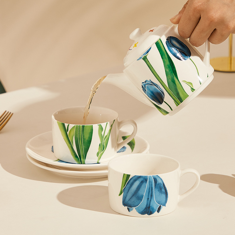 Fresh Ceramic Tea Set Tulip Goddess Festival Gift Ceramic Cup Wholesale Delivery Can Add Logo