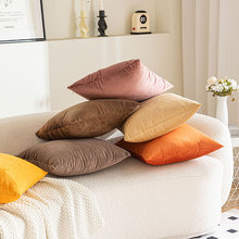 天鹅绒抱枕靠垫客厅沙发靠枕腰枕简约现代方形纯色毛绒抱枕套批发