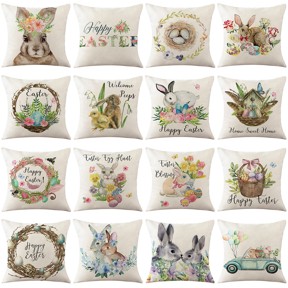 Cross-Border Home Nordic Easter rabbit Pillow Case Sofa Pillow Bedside Pillow Linen Pillow Case Wholesale 