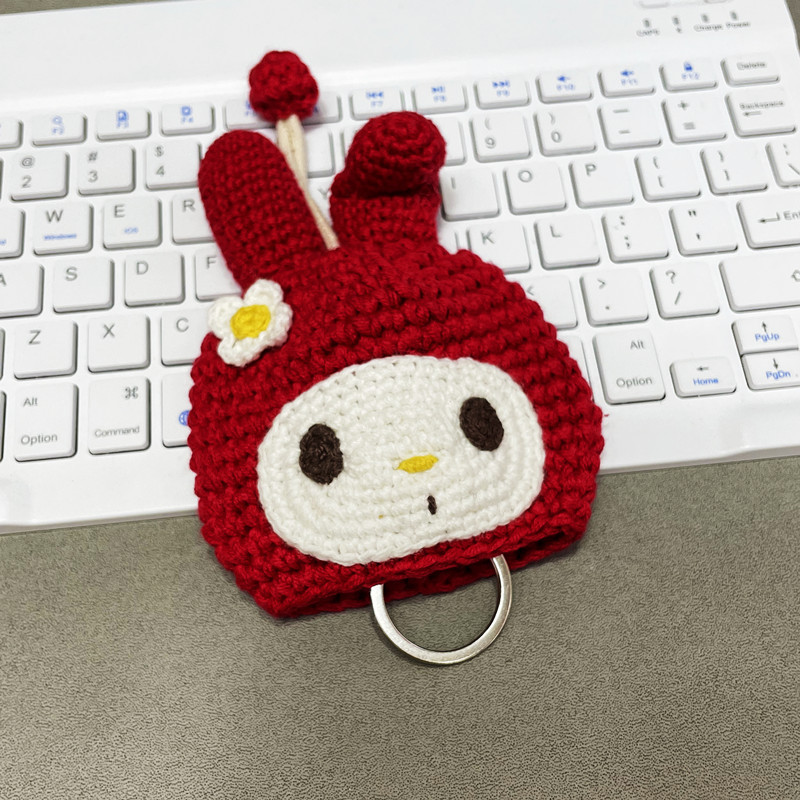 甜美乐兔针织钥匙保护套 可爱女生车钥匙包 手工编织成品批发