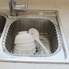 厨房水槽加粗不锈钢沥水篮洗菜盆滤网碗碟置物架漏水跨境